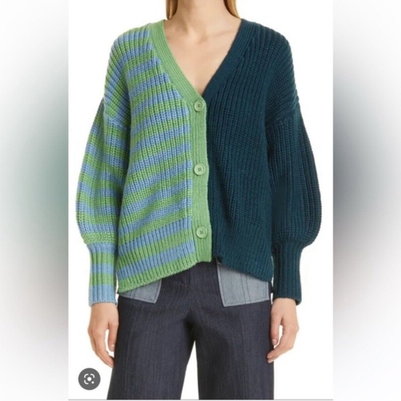 Cinq A Sept Anabella Colorblock Cardigan In Peacock Multi Size XL - Picture 1 of 7